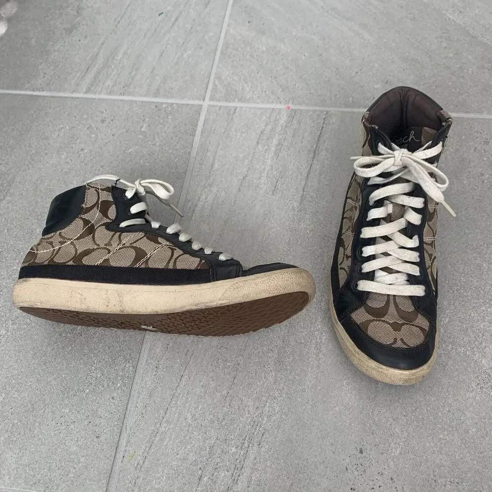 Coach Women High Top Sneakers Ellis Brown Size 7.5B
